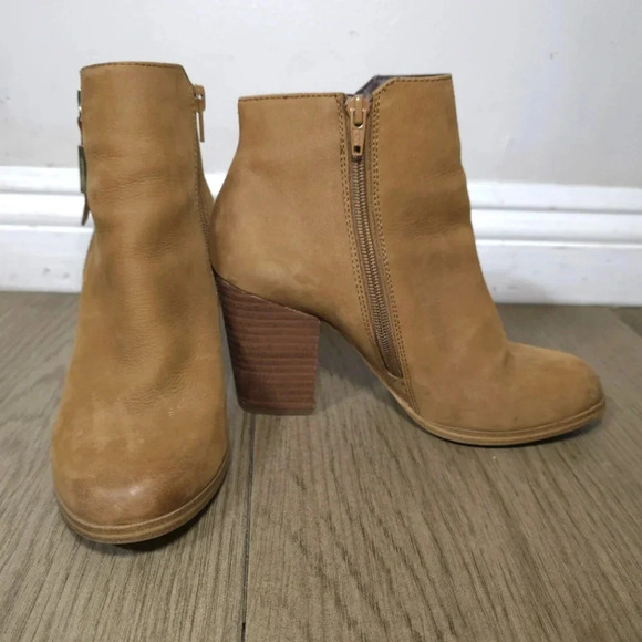 ALDO Mathia Brown Cognac Genuine Suede Block Heel Booties, Pre-loved, Zipper, 7 - Picture 6 of 16